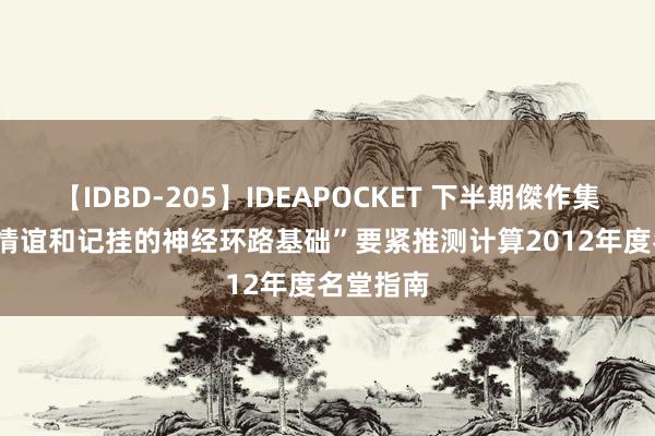 【IDBD-205】IDEAPOCKET 下半期傑作集2009 “情谊和记挂的神经环路基础”要紧推测计算2012年度名堂指南