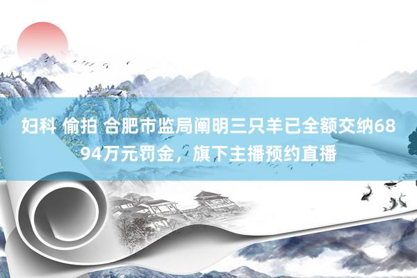 妇科 偷拍 合肥市监局阐明三只羊已全额交纳6894万元罚金，旗下主播预约直播