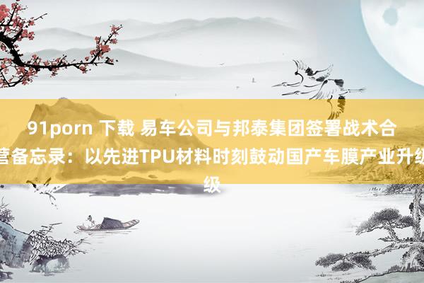 91porn 下载 易车公司与邦泰集团签署战术合营备忘录：以先进TPU材料时刻鼓动国产车膜产业升级