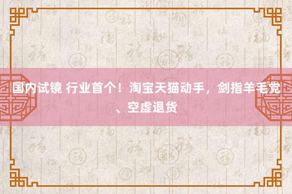 国内试镜 行业首个！淘宝天猫动手，剑指羊毛党、空虚退货