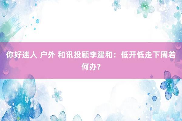你好迷人 户外 和讯投顾李建和：低开低走下周若何办?